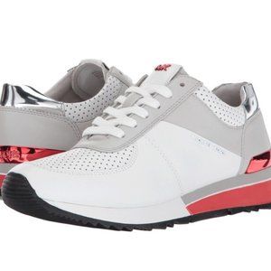 MICHAEL Michael Kors Allie Trainer Leather Sneaker, Optic Wt/Allum